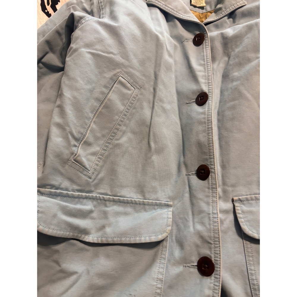 LL Bean Women Blue Cotton Canvas Field Coat Corduroy Trim Quilted Lining S vtg - Picture 6 of 10